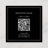 Eenvoudige Bloem Wit Zwart Papier QR Code Dank u Vierkante Visitekaartje (Achterkant)