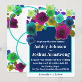 eenvoudige bloemcascade - hedendaagse bruiloft kaart