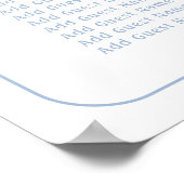 Eenvoudige Bloemen Blauw Kruis Doop Zitting Grafie Poster (Hoek)