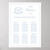 Eenvoudige Bloemen Blauw Kruis Doop Zitting Grafie Poster (Voorkant)