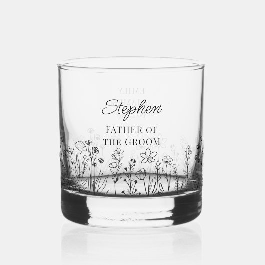 Eenvoudige bloemen elke kleur Wildflower bruiloft Whisky Glas (Voorkant)