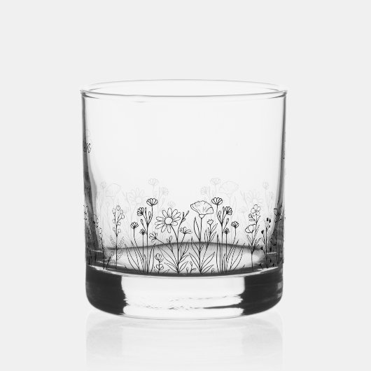 Eenvoudige bloemen elke kleur Wildflower bruiloft Whisky Glas (Links)