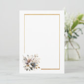 Eenvoudige Bloemen en Gouden Lijst Blank Wedding Kaart (Staand voorkant)