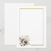 Eenvoudige Bloemen en Gouden Lijst Blank Wedding Kaart (Voorkant / Achterkant)