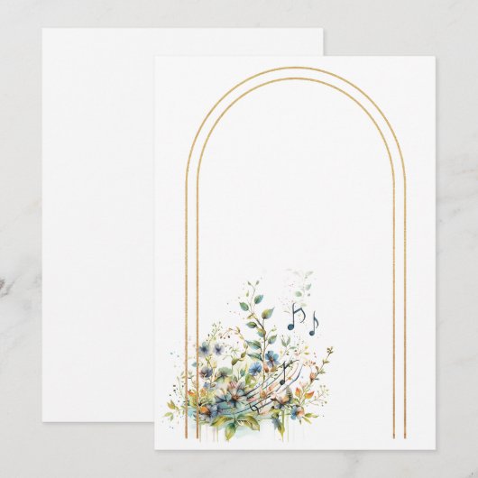 Eenvoudige bloemen en muzieknoten Blanco  Kaart (Voorkant / Achterkant)