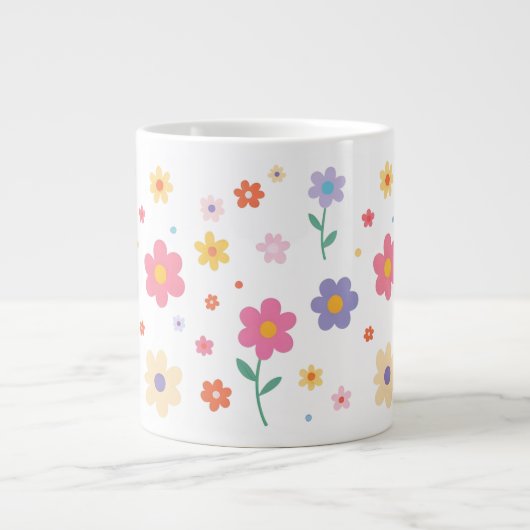 Eenvoudige bloemen grote koffiekop (Voorkant)