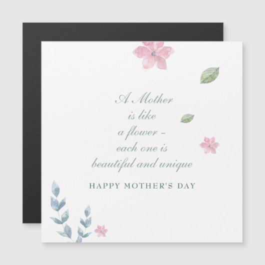 Eenvoudige Bloemen Happy Moederdag Groetmagneet (Voorkant / Achterkant)