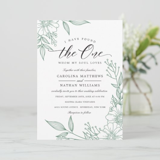 Eenvoudige bloemen heb ik gevonden | Munt bruiloft Kaart (Staand voorkant)