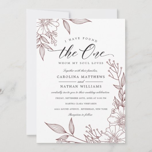 Eenvoudige bloemen heb ik gevonden | Rode bruiloft Kaart (Voorkant)