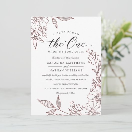 Eenvoudige bloemen heb ik gevonden | Rode bruiloft Kaart (Staand voorkant)