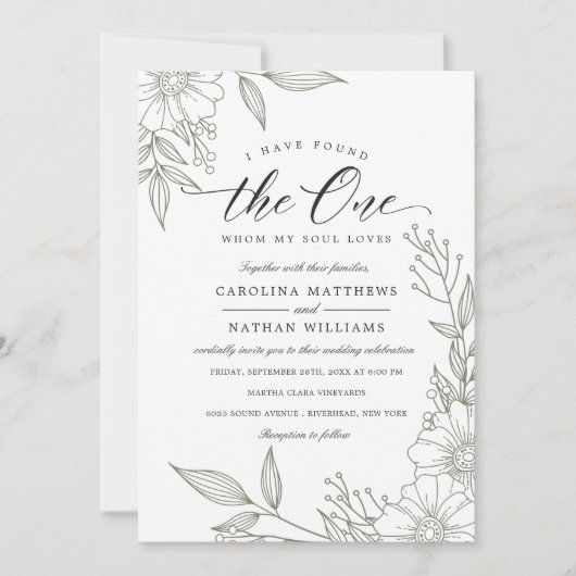 Eenvoudige bloemen heb ik gevonden | Sage Bruiloft Kaart (Voorkant)