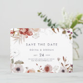Eenvoudige bloemen horizontaal save the date (Staand voorkant)