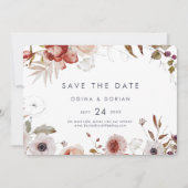 Eenvoudige bloemen horizontaal save the date (Voorkant)