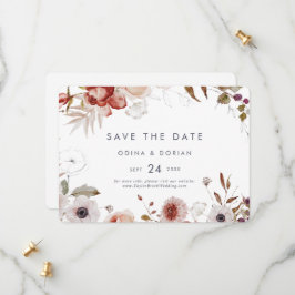 Eenvoudige bloemen horizontaal save the date