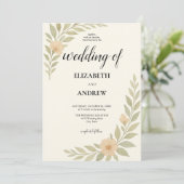 Eenvoudige Bloemen Huwelijksuitnodiging Kaart (Staand voorkant)