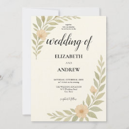 Eenvoudige Bloemen Huwelijksuitnodiging Kaart