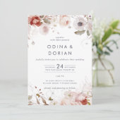 Eenvoudige bloemen in één bruiloft kaart (Staand voorkant)