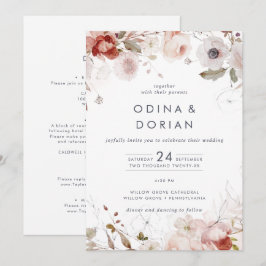 Eenvoudige bloemen in één bruiloft kaart