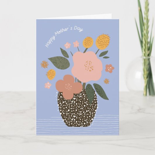 Eenvoudige bloemen in het Wenskaart Vase Moederdag Kaart (Voorkant)