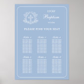 Eenvoudige Bloemen Kruis op Blauwe Doop Zitting Gr Poster (Voorkant)