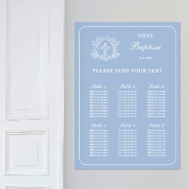 Eenvoudige Bloemen Kruis op Blauwe Doop Zitting Gr Poster