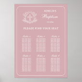 Eenvoudige Bloemen Kruis op Roze Doop Zitting Graf Poster (Voorkant)