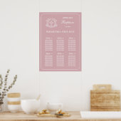 Eenvoudige Bloemen Kruis op Roze Doop Zitting Graf Poster (Keuken)