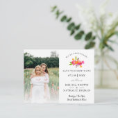 Eenvoudige Bloemen LGTB verloofd paar Datum wijzig Briefkaart (Staand voorkant)