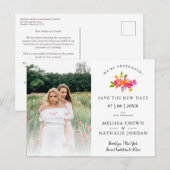 Eenvoudige Bloemen LGTB verloofd paar Datum wijzig Briefkaart (Voorkant / Achterkant)