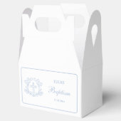 Eenvoudige Bloemen Licht Blauw Kruis Doop Bedankdoosjes (Geopend)