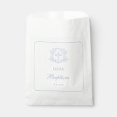 Eenvoudige Bloemen Licht Blauw Kruis Doop Bedankzakje (Voorkant)