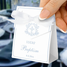 Eenvoudige Bloemen Licht Blauw Kruis Doop Kleine T Bedankdoosjes