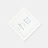 Eenvoudige Bloemen Licht Blauw Kruis Doop Servet (Hoek)