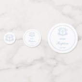 Eenvoudige Bloemen Licht Blauw Kruis Dooptafel Confetti (Voorkanten)