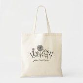 Eenvoudige bloemen lijn kunst aangepaste boodschap tote bag (Voorkant)