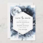 Eenvoudige Bloemen Maanverlichte bruiloft Save The Date (Voorkant)
