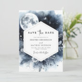 Eenvoudige Bloemen Maanverlichte bruiloft Save The Date (Staand voorkant)