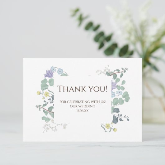 Eenvoudige Bloemen minimalistische bruiloft dank u Bedankkaart (Staand voorkant)