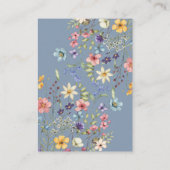 Eenvoudige Bloemen Modern Blauw QR Code & RSVP bru Informatiekaartje (Achterkant)