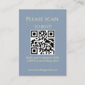 Eenvoudige Bloemen Modern Blauw QR Code & RSVP bru Informatiekaartje (Voorkant)