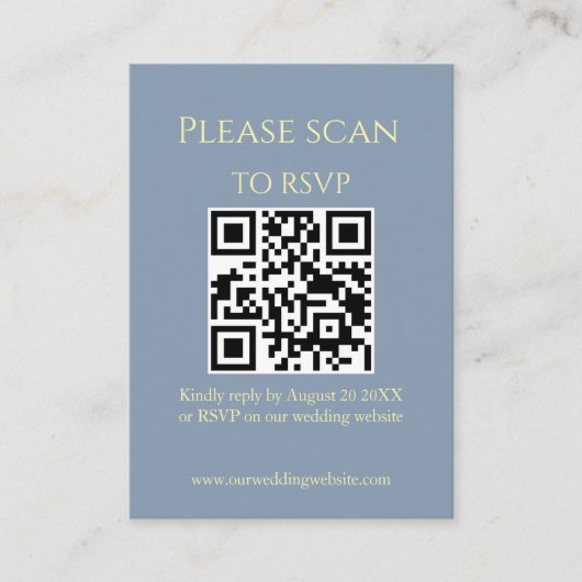 Eenvoudige Bloemen Modern Blauw QR Code & RSVP bru Informatiekaartje (Voorkant)
