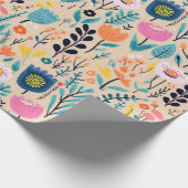 Eenvoudige Bloemen Moderne Folk Art Illustratie Cadeaupapier (Hoek)