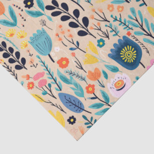 Eenvoudige Bloemen Moderne Folk Art Illustratie Tissuepapier