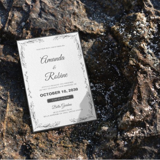 Eenvoudige Bloemen Moderne Minimalistische Huwelij Kaart