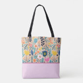 Eenvoudige Bloemen Moderne Volkskunst, Kleurenblok Tote Bag (Achterkant)