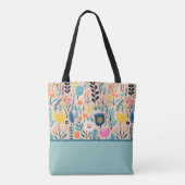 Eenvoudige Bloemen Moderne Volkskunst, Kleurenblok Tote Bag (Achterkant)