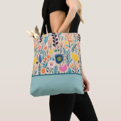 Eenvoudige Bloemen Moderne Volkskunst, Kleurenblok Tote Bag (Dichtbij)