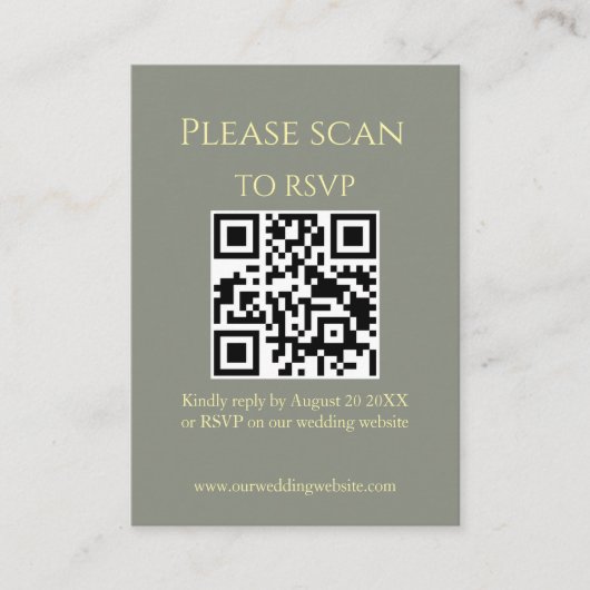 Eenvoudige Bloemen Moderne Wijze QR Code & RSVP Hu Informatiekaartje (Voorkant)