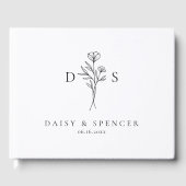 Eenvoudige Bloemen Monogram bruiloft gastenboek (Voorkant)