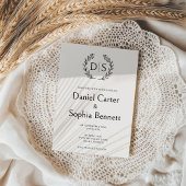 Eenvoudige Bloemen Monogram Krans Initialen Trouwe Kaart